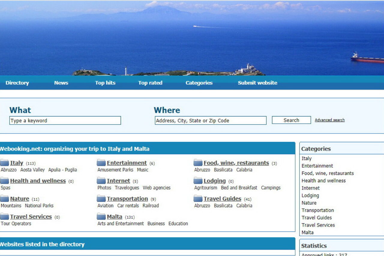 webooking.net – directory turistica Italia e Malta (progetto interno Supero)